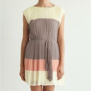 Chic Colorblock Pleated Mini Dress